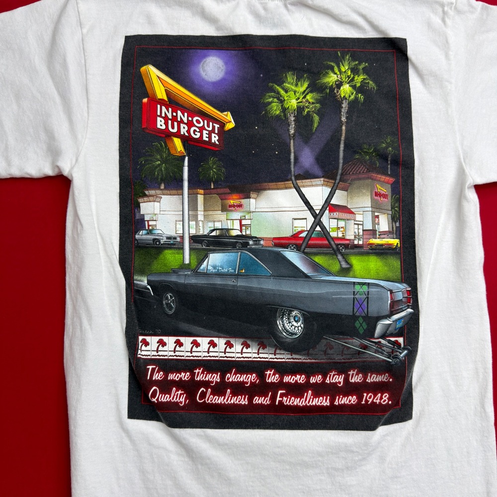 In-N-Out Burger California Classic Car Graphic T-Shirt Mens Small White Cotton - Picture 7 of 8